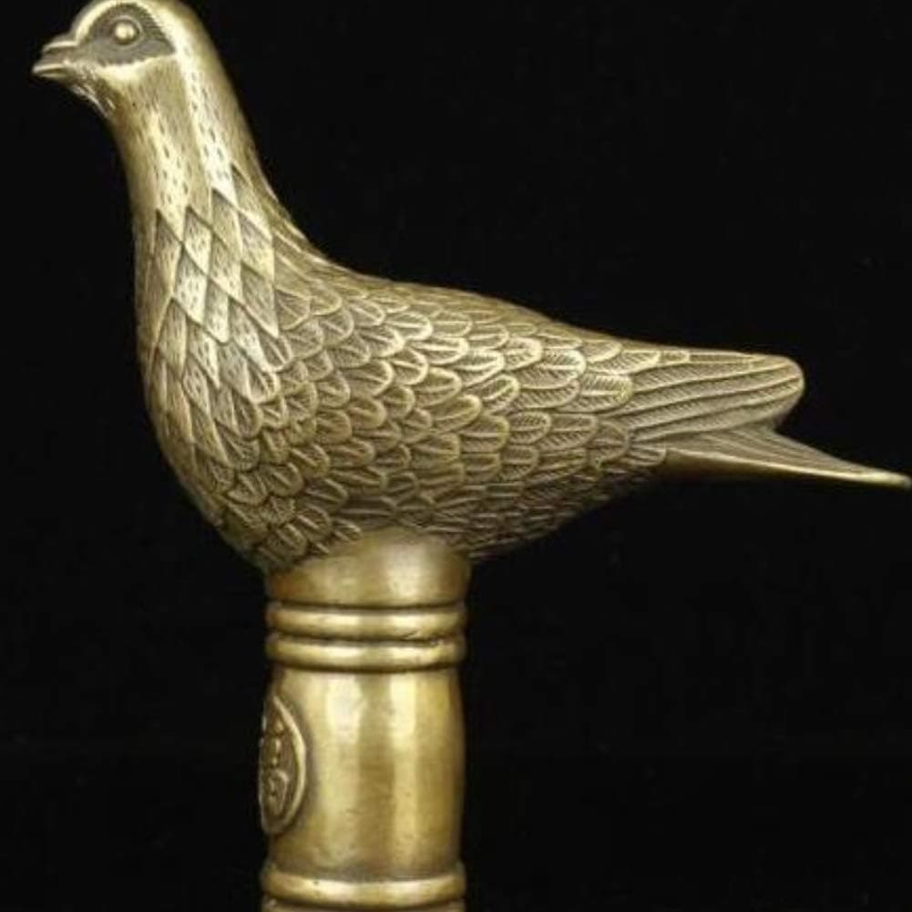 EASTCODE Handwork Carving Bronze Pigeon Statue Cane Head Walking Stick