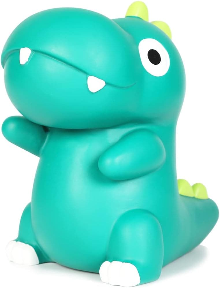 H&W Large Dinosaur Piggy Bank, Shatterproof Tyrannosaurus Rex Money Bank, First Coin Bank & Birthday Gift Kids Boys Girls Home Decoration (Dark Green)