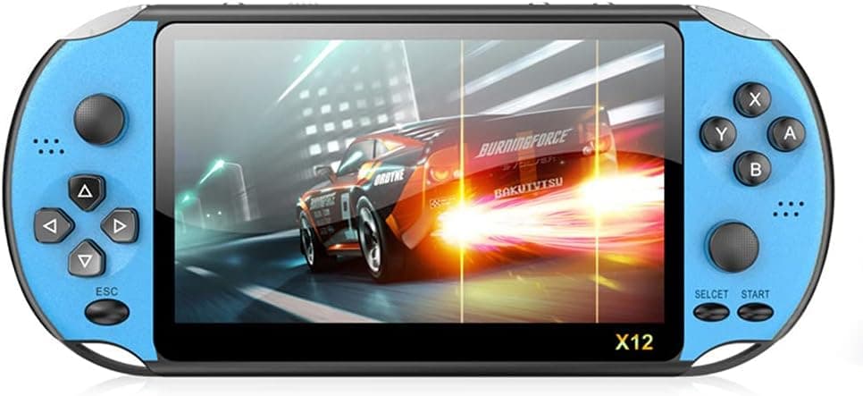 Handheld Game Console 5.1 inch Pro Retro Games Consoles Built-in Classic Games Rechargeable Battery Portable Style Game Consoles X12 Blue
