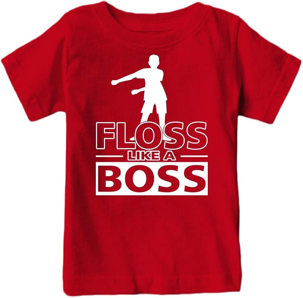 Kids Floss Like a Boss Flossin Dance T-Shirt (Red, Adult-M)