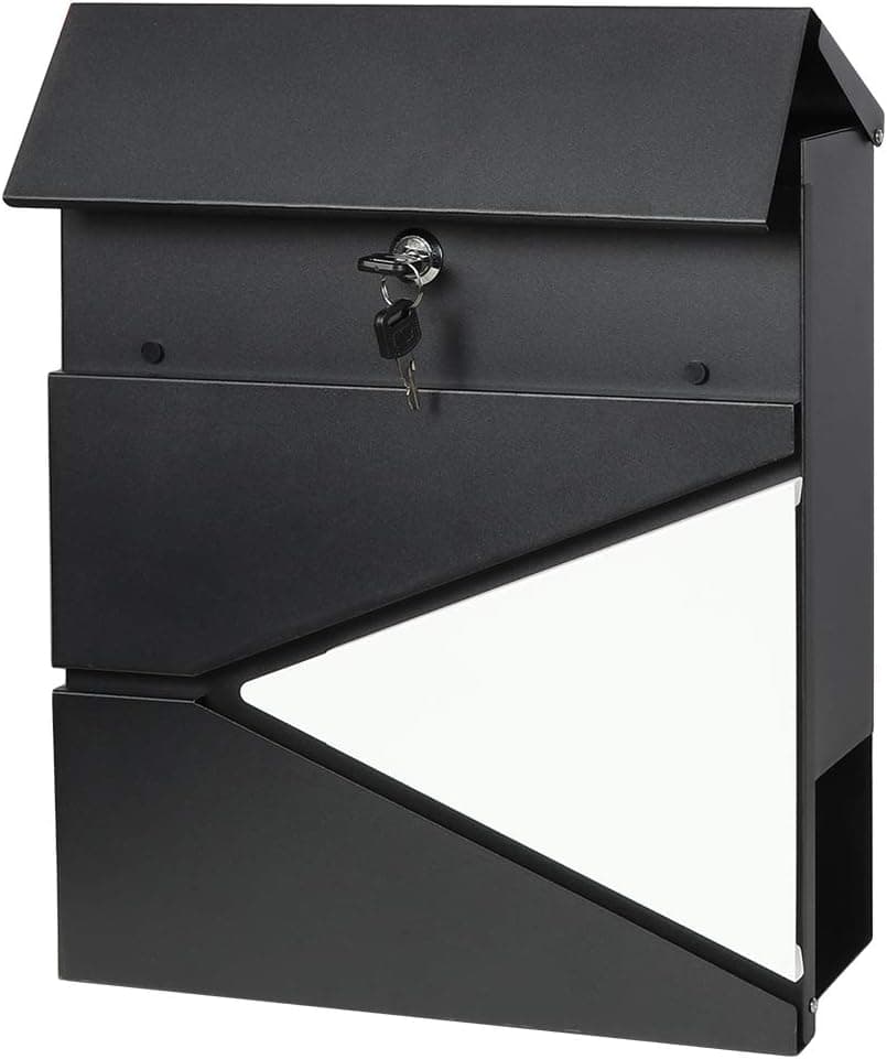 Lockable Mailboxes with Keys,Wall Mounted Mail Box with Large Capacity,14 3/10" x 4 1/10" x 13",White