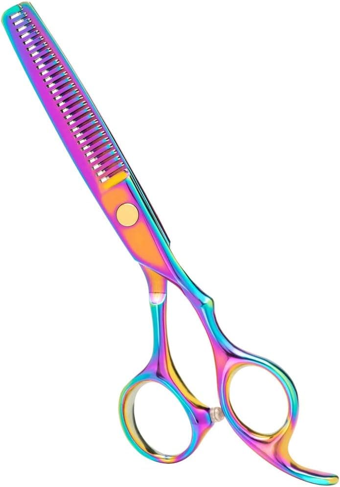 Kilajojo Hair Thinning Scissors - Professional Hair Thinning Shears/Teeth Scissors - Sharp Edges and Rainbow Color - Professional Barber Thinning Scissors/Barber Thinning Shears