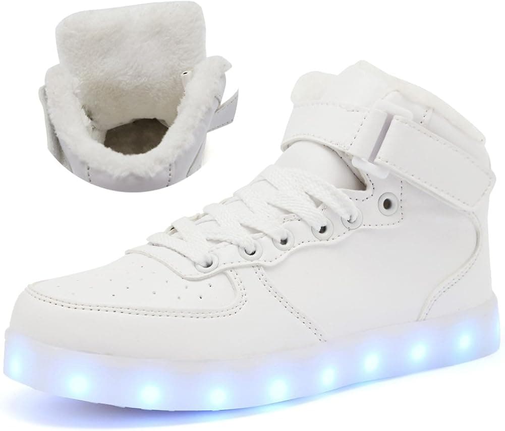 EQUICK Light up Shoes 11 Colors Flashing LED High Top Kid Sneakers Women Men Walking,CLD03,02,29