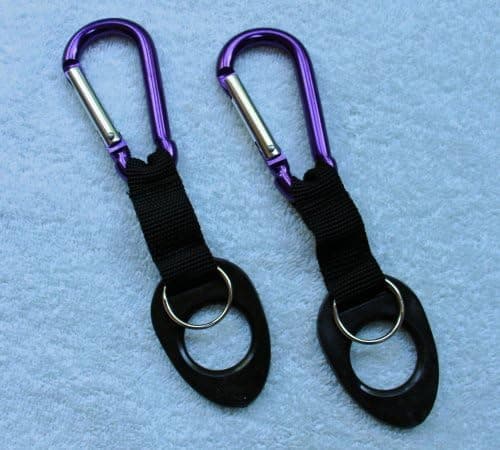 (2) Water Bottle Holders W/Purple Aluminum Carabiner Attachments