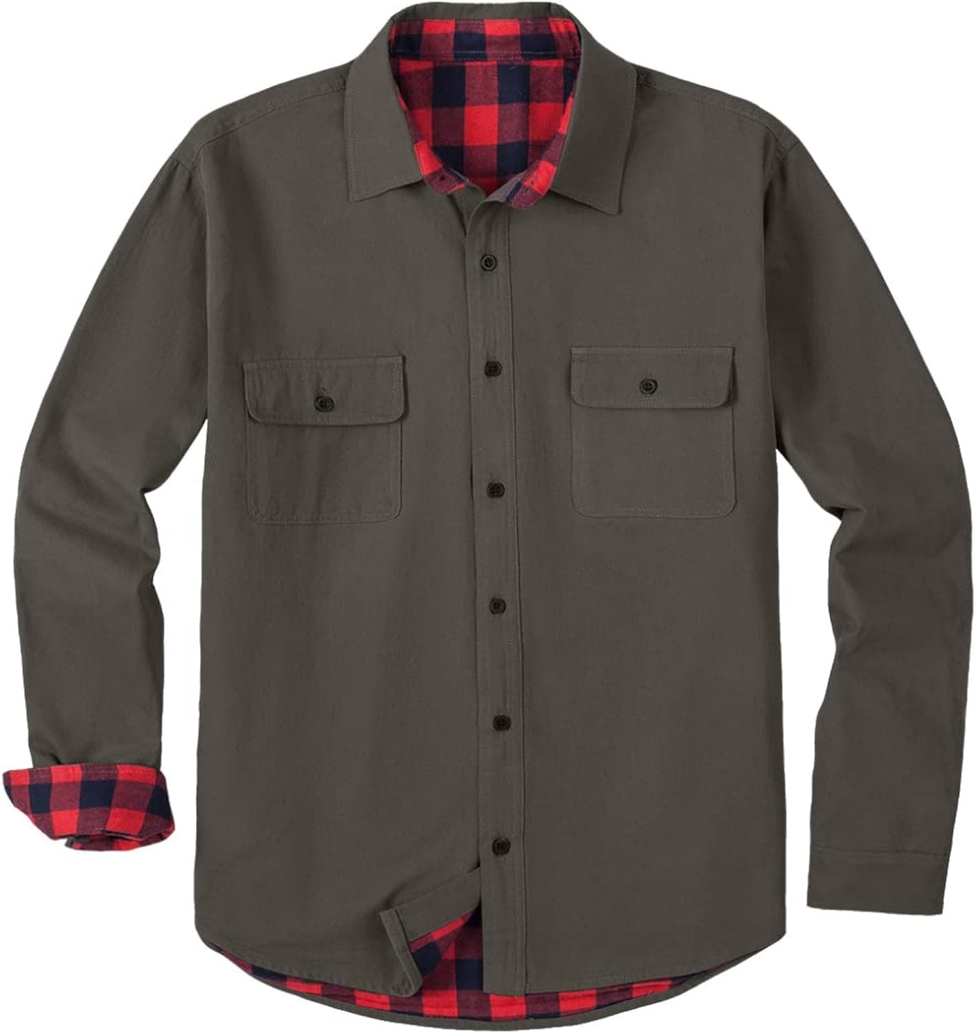 JMIERR Mens Flannel Plaid Lined Shirts Jackets, Lighweight Regular Fit Shacket Jacket with Flap Pockets