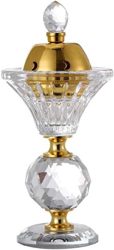 Crystal Incense Burner,Oud Frankincense Aromatherapy Bakhoor Burner Arabian Diffuser Desk Decor for Yoga Meditation Spa (Moon)