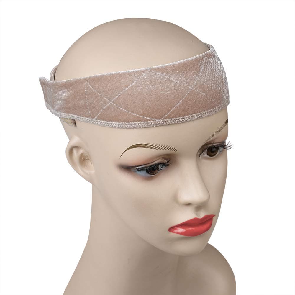 Vetelv Wig Grip Band Flexible Scarf Hair Headband Adjustable Comfort Head Hair Band, Beige