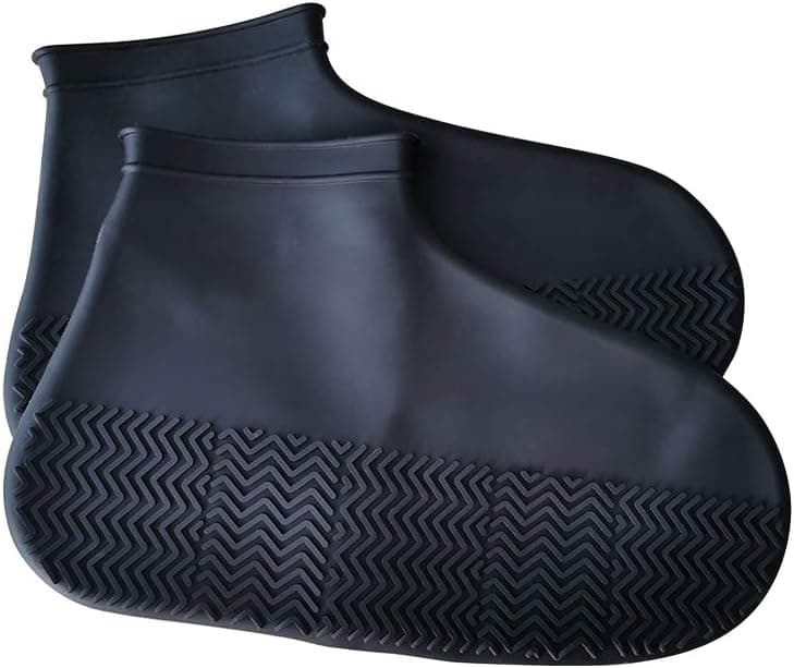 OWN KAN Waterproof Silicone Rain Shoes Cover, Reusable Non-Slip Overshoes, Foldable Rain/Snow Galoshes, Resistant Rain Boots Outdoor Shoes Cover Protectors for Women, Men, Kids (S,Black)