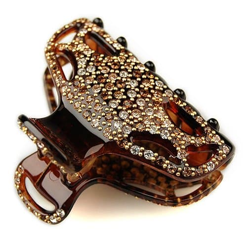Helion Golden Amber - Cubitas Avignon Collection (Made in France, Hand-set Swarovski Crystals, Claw Clip)