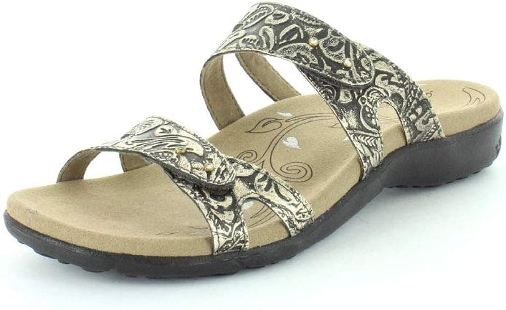 Taos JRN-13071 Women's Journey Sandal Light Gold Embossed Size 8