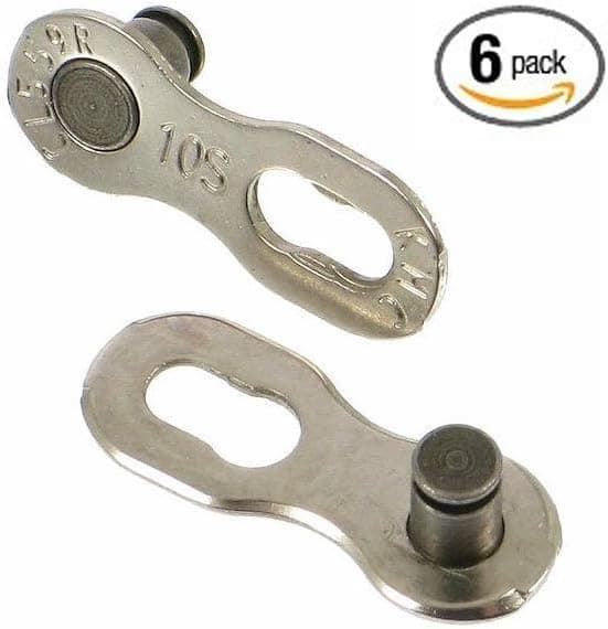 KMC Missing Link Bicycle Chain Link 6, 7, 8, 9, 10 Speed- Pack of 6 Pairs (Silver, 10 speed)