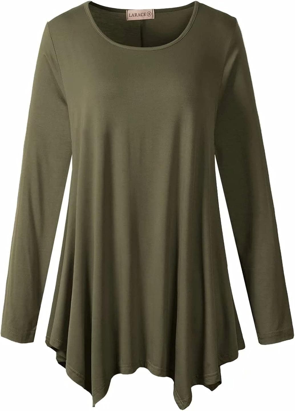 LARACE Womens Long Sleeve Flattering Comfy Tunic Loose Fit Flowy Top