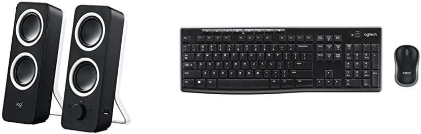 Logitech Multimedia Speakers Z200 with Stereo Sound for Multiple Devices - Black & MK270 Wireless Keyboard and Mouse Combo - 2.4GHz Dropout-Free Connection (Frustration-Free Packaging)