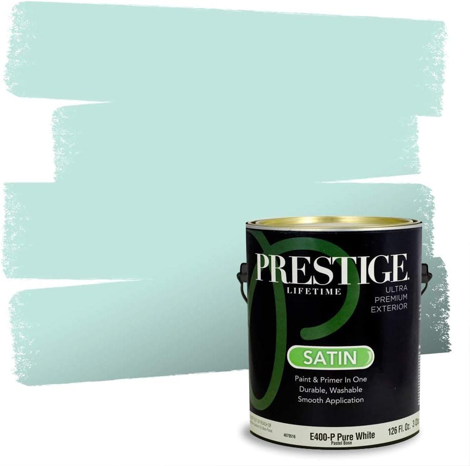 PRESTIGE Paints Exterior Paint and Primer In One, 1-Gallon, Satin, Comparable Match of Sherwin Williams* Tame Teal*