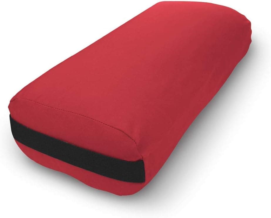 Bean Products Yoga Bolster - Handcrafted in The USA with Eco Friendly Materials - Studio Grade Support Cushion That Elevates Your Practice & Lasts Longer - Rectangle, Cotton Red