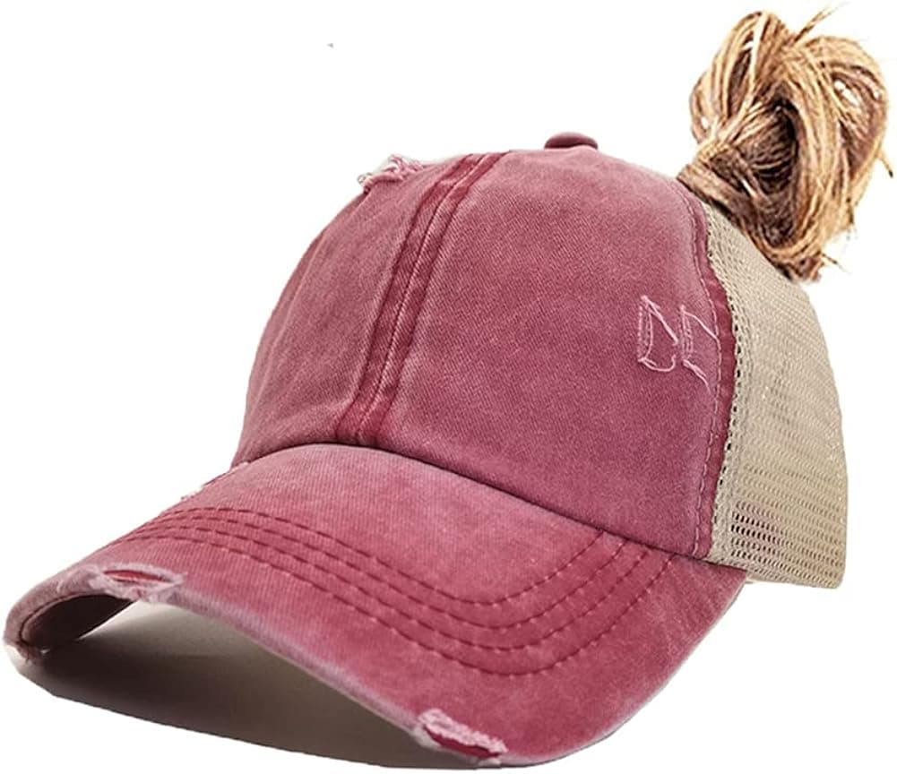 Nogewul High Ponytail Baseball Cap for Womens Men Adjustable Dad Trucker Mesh Hat