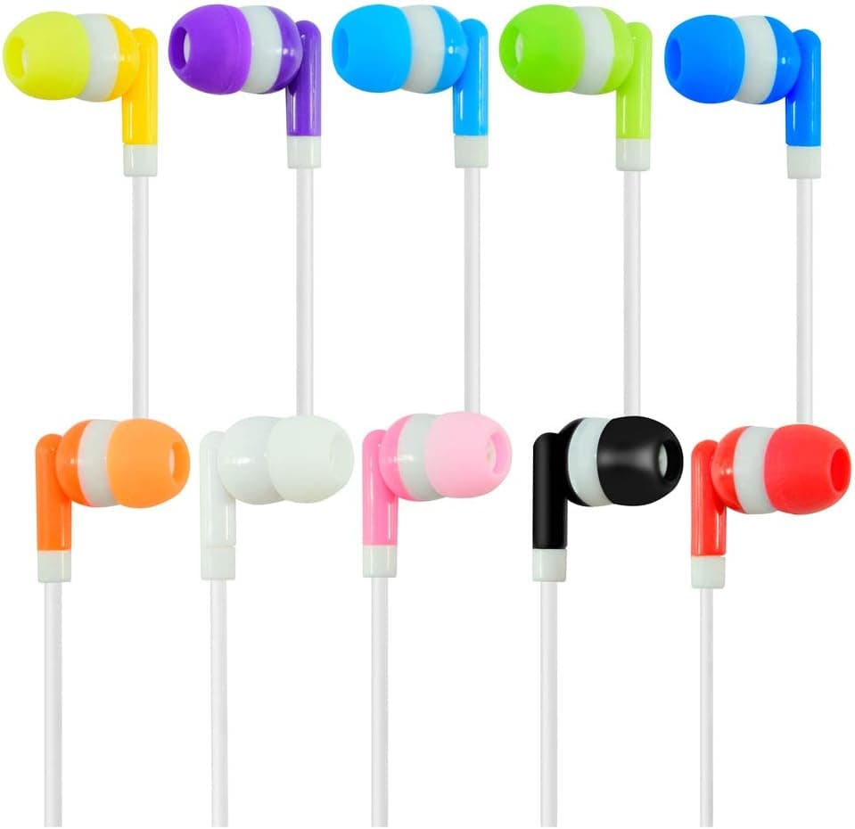 ZNXZXP Bulk Earbuds Headphones 50 Pack for Classroom,Wholesale Earbuds Bulk Headphones Earphones for School Classroom Libraries Students Multi Colored Individually Bagged