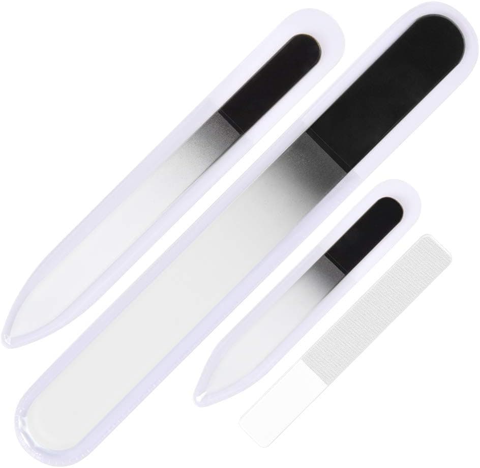 Glass Nail Files Set,TSMADDTS 3pcs Crystal Glass