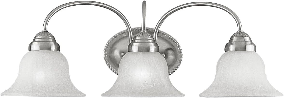 Livex Lighting 1533-91 Edgemont 3 Light Vanity Brushed Nickel with White Alabaster Glass
