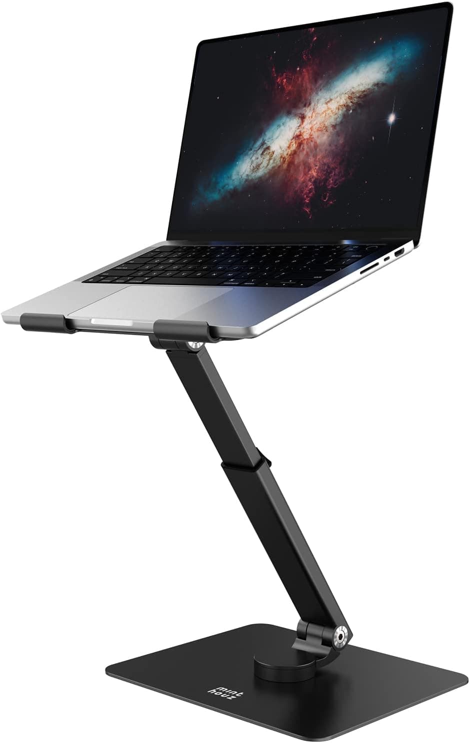 Minthouz 360 Rotating Laptop Stand for Desk - Aluminum Laptop Riser Adjustable Height up to 16.3 inch, Ergonomic Computer Stand for All Laptops 10-17 inch