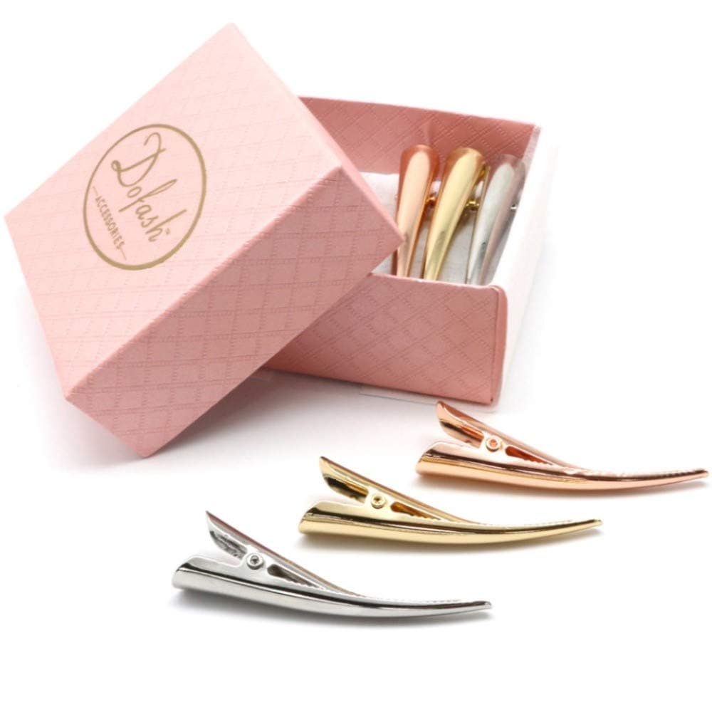 Dofash 6Pcs Small Metal Duck Billed Hair Clips Alligator Hair Clips for Women Hair Accessories for Girls' Hair Styling (Blonde+Sliver+Rose Gold)