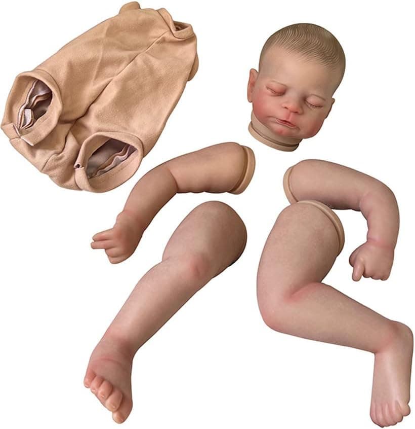 eveseed DIY Reborn Kits Already Painted 21 Inches Simulation Silicone Vinyl Babies Reborn Sleeping Doll DIY Kit Supplies