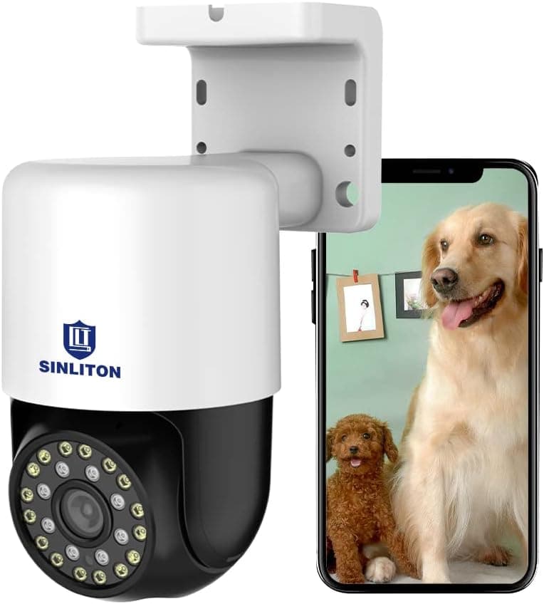 Sinliton 4MP Security Camera, Outdoor/Home Monitor Pan-Tilt 360° View Security Cameras, 2.4G WiFi Camera, Motion Detection Alarm, 2 Way Audio,SD/Cloud Storage, IP66