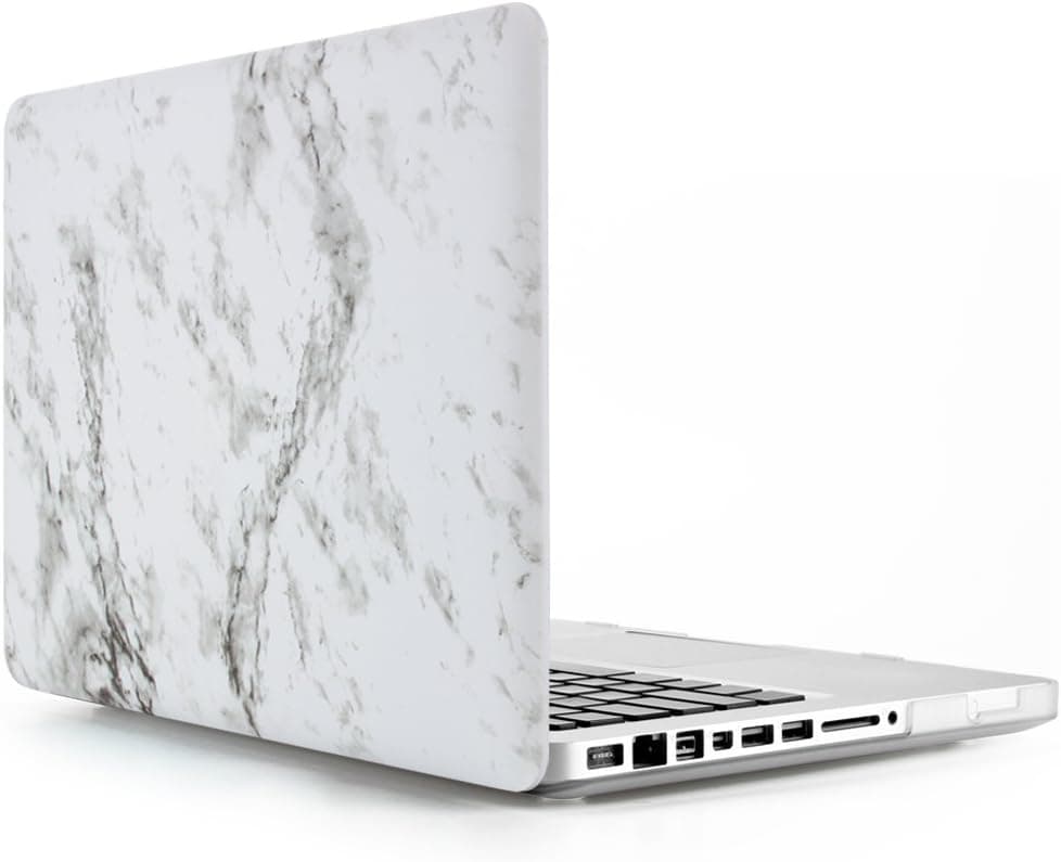 MacBook Pro 13 inch Case, GOLP Plastic Hard Case Shell Protective Matte Solid Case with Keyboard Cover with Screen Protector for Apple MacBook Pro 13 Inch - White Marble