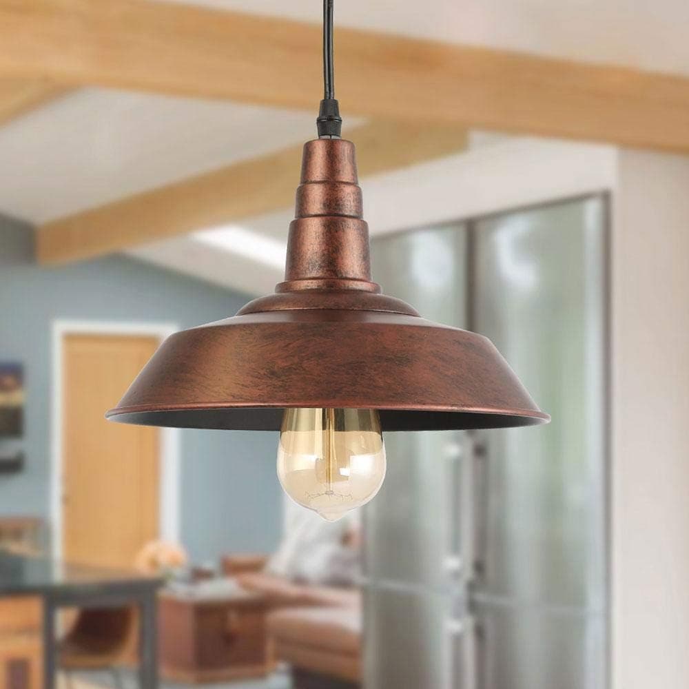 LNC Pendant Lighting for Kitchen Island Farmhouse Bran Hanging Fixtures with Rustic Finish Fit in Bedroom, Foyer, Hallway, 10.2”W*7”H, A0190702, Brown