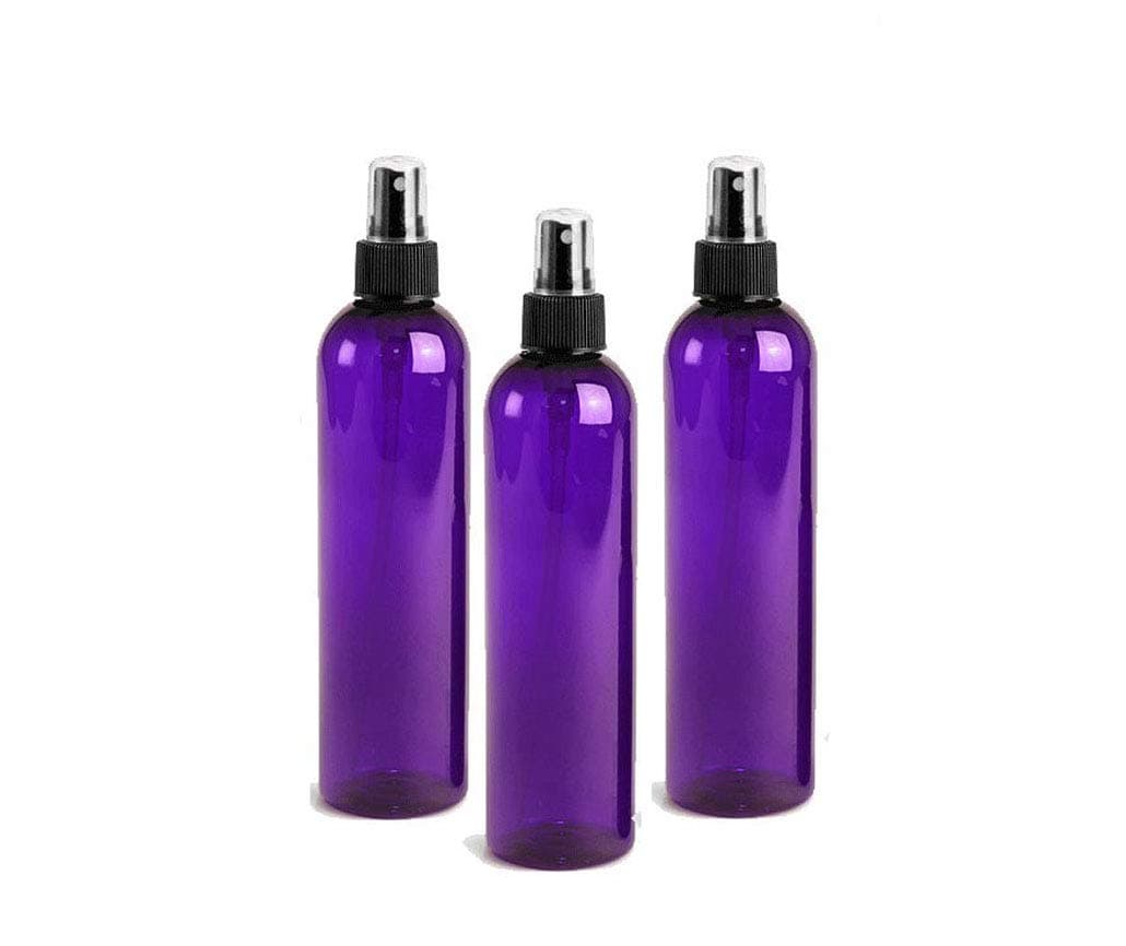Grand Parfums 4oz Purple Plastic Refillable PET Cosmo Spray Bottles (BPA-Free) with Fine Mist Atomizer Caps (3-Pack); Beauty Care, Travel Use, Home Cleaning, DIY, Aromatherapy