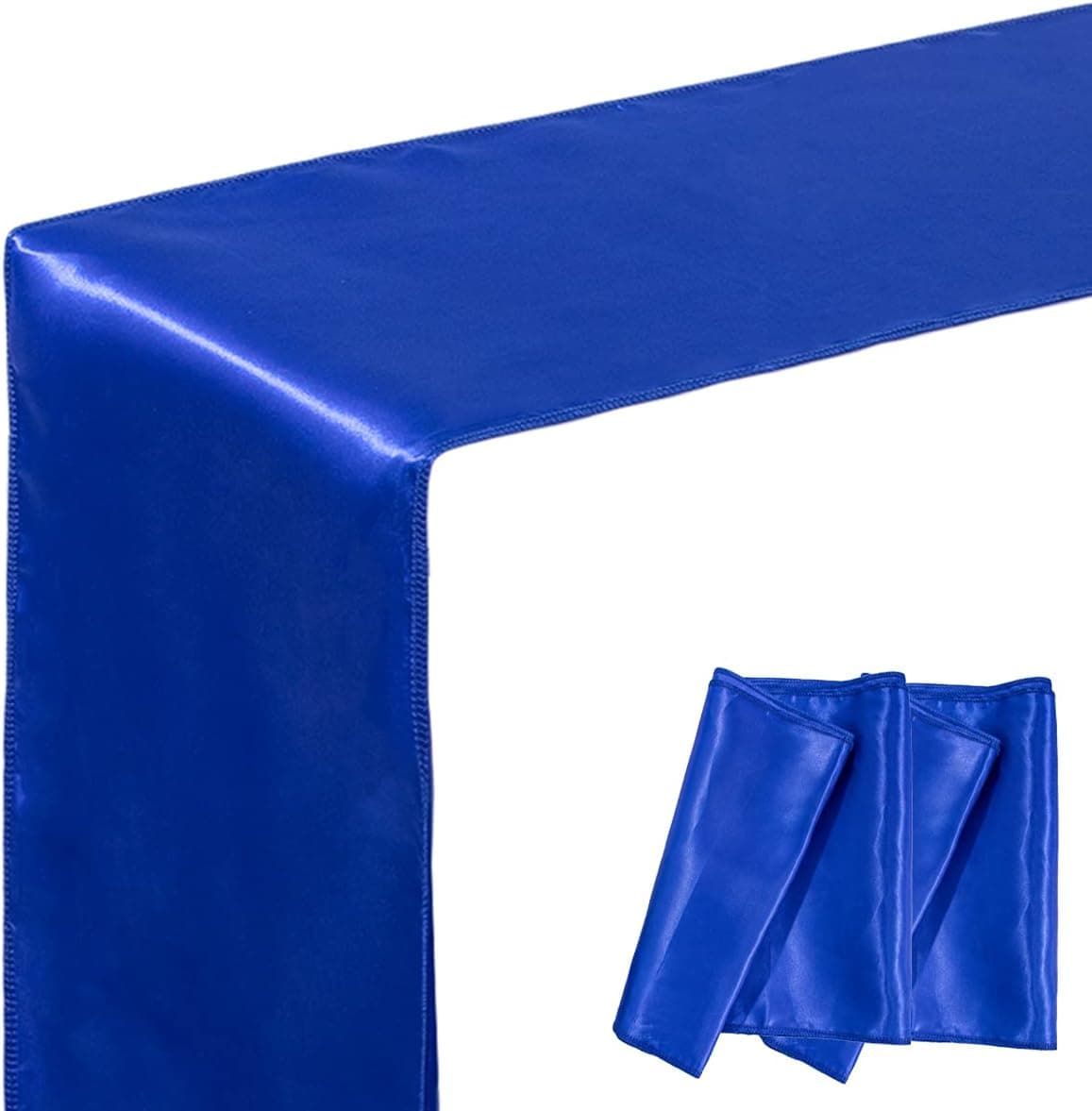 Eternal Beauty Set of 2 Satin Table Runners Royal Blue Table Runner for Party Dining Table Decorations, 12X108 Inches