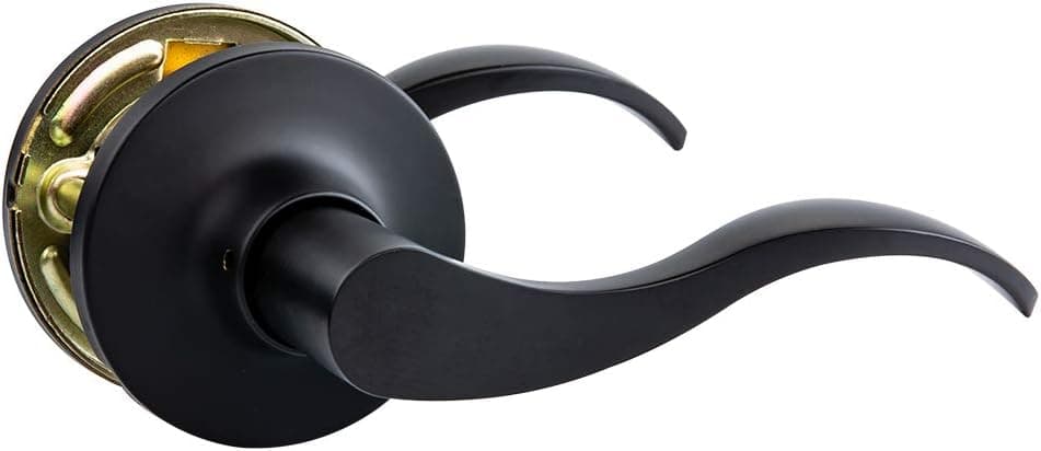 Amazon Basics Closet Door Lever, Wave, Matte Black