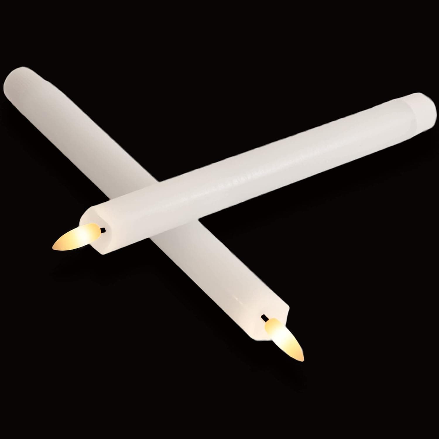 Flickering Flameless Taper Candles Set of Two (No Remote). 10 Inch White Battery Operated LED Candlesticks with 3D Flame. 2 PCS Bright Tall Electric Candle Sticks for Christmas Home Decor.