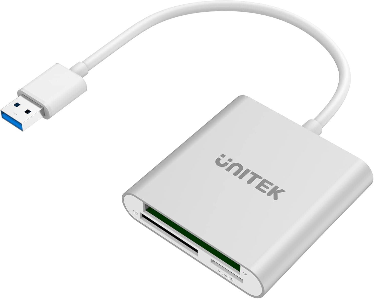 Unitek SD Card Reader USB 3.0 3 Port Memory Card Reader Writer Compact Flash Card Adapter for CF/SD/TF Micro SD/Micro SDHC/MD/MMC/SDHC/SDXC UHS-I Card for Windows & Mac - Aluminum