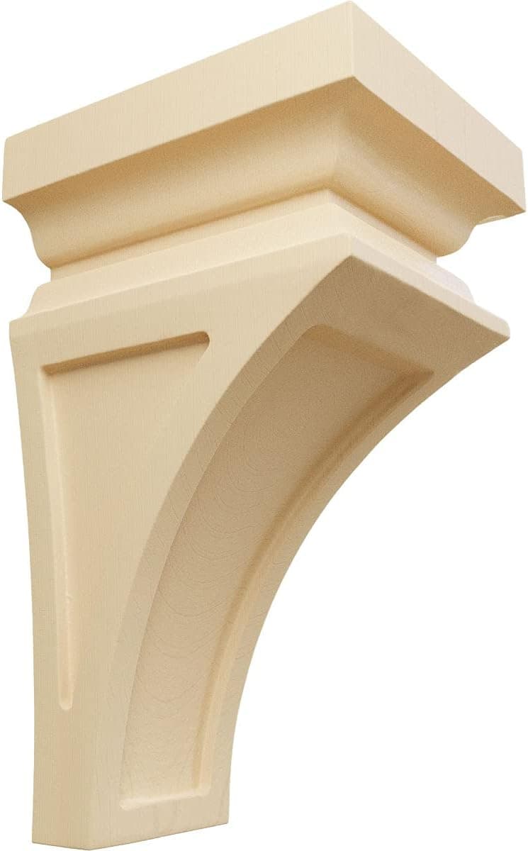 Ekena Millwork CORW04X04X08NEMA-CASE-4 Small Nevio Wood Corbels, 4"W x 4 3/4"D x 8"H, Maple