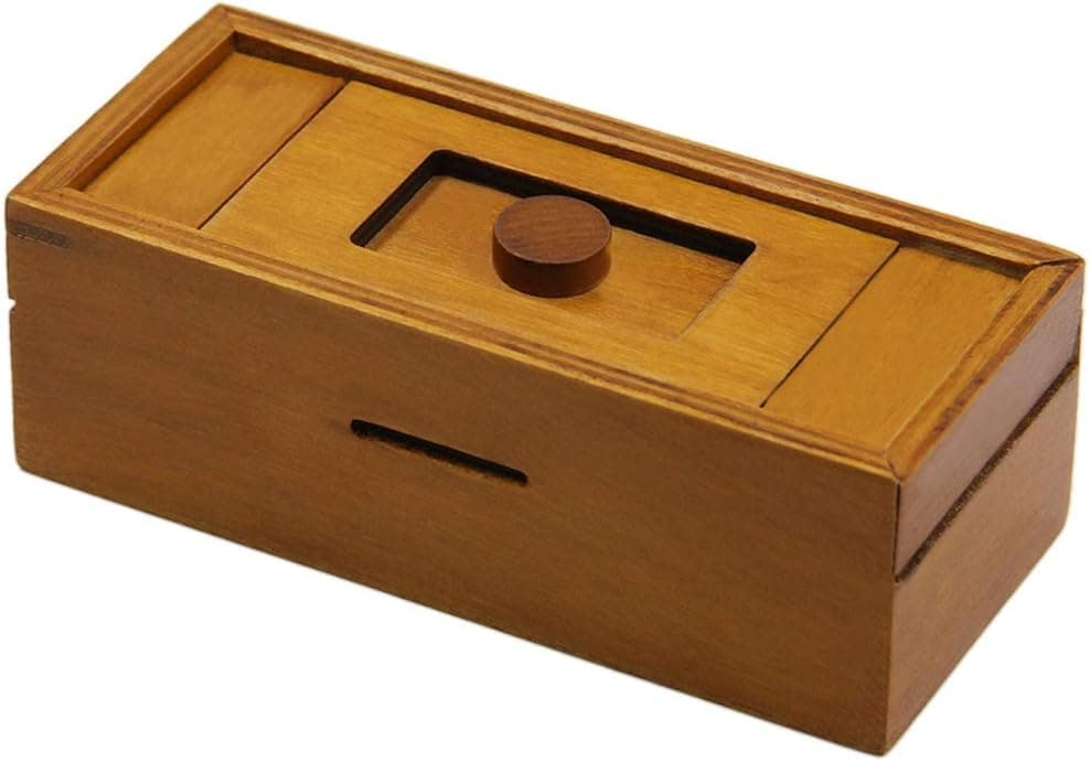 ATDAWN Puzzle Gift Case Box with Secret Compartments, Wooden Money Box to Challenge Puzzles Brain Teasers for Adults