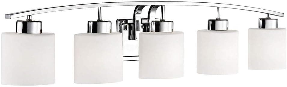 5-Light Bathroom Wall Mounted Light with White Oval Glass and Chrome Finish
