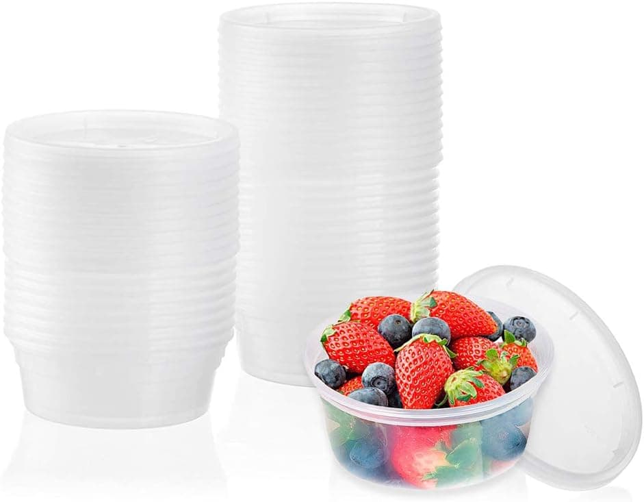 8OZ 48 PCS Stackable Airtight Safe Reusable Food Containers w Leakproof Lids - Perfect for Babies, Fruits, Salads, Snacks, Candy, Meal Prep, Cup, Bowl, Jar, Microwavable Freezable Dishwasher Safe