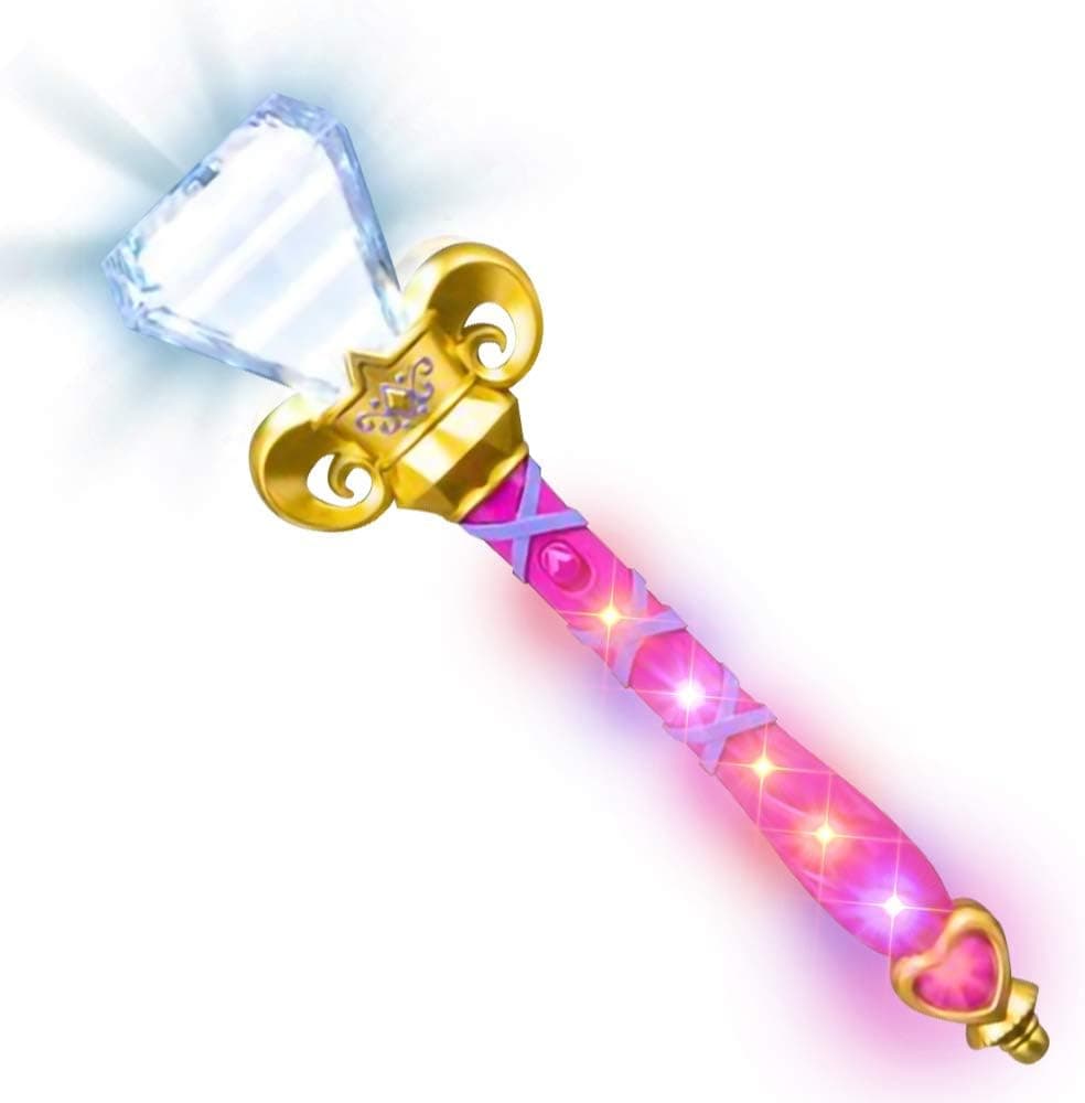 ArtCreativity Multi-Color Spinning Diamond Wand with LED Handle, 14 Light Up Princess Wand for Kids, Batteries Included, Fun Pretend Play Prop, Best Birthday Gift for Boys and Girls