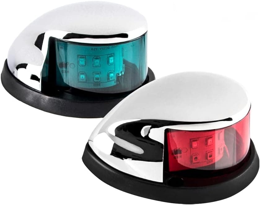 Sebnux LED Boat Navigation Light Red and Green LED Marine Navigation Light Boat Bow Light for Pontoon and Small Boat (Silver)