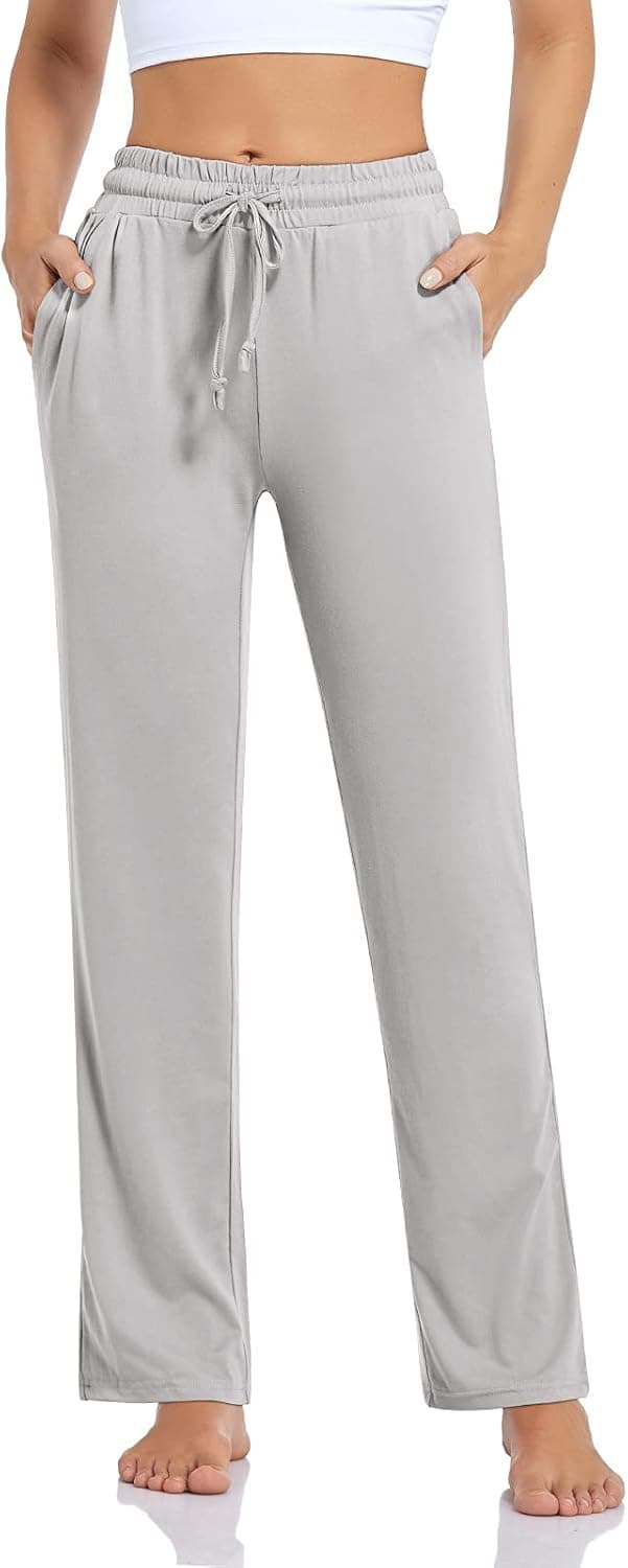 TARSE Womens Yoga Joggers Pants Soft Drawstring Workout Sweatpants Lounge Pants Pockets Casual Trousers