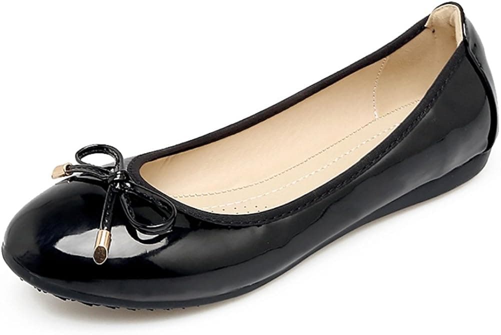 Meeshine Womens Foldable Bow Slip On Ballet Flats Dress Shoes