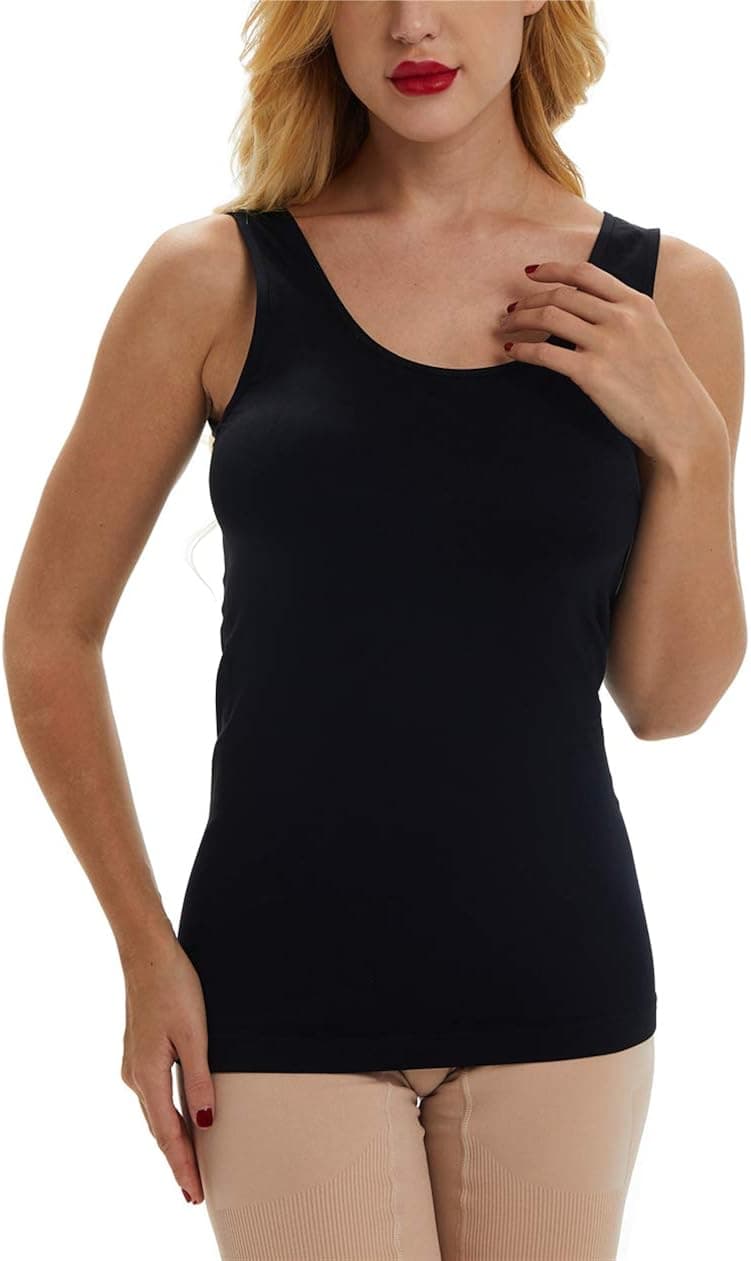 Suktat Women's Camisole Cami Tank Compression Seamless Yoga Sports Wide Strap Top
