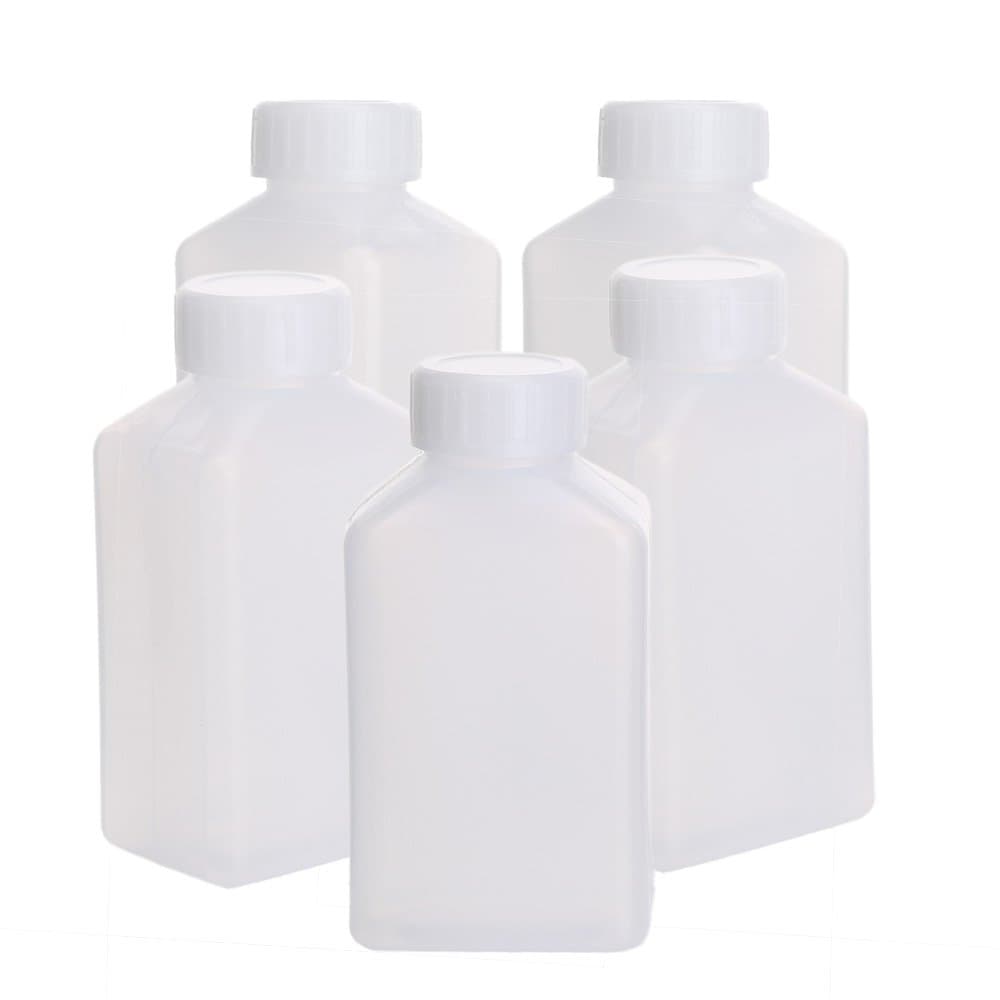 BQLZR White Plastic Wide Mouth Square Bottle 3.53 Ounce OZ 100ml Laboratory Supply Chemistry Test Tool Pack of 5