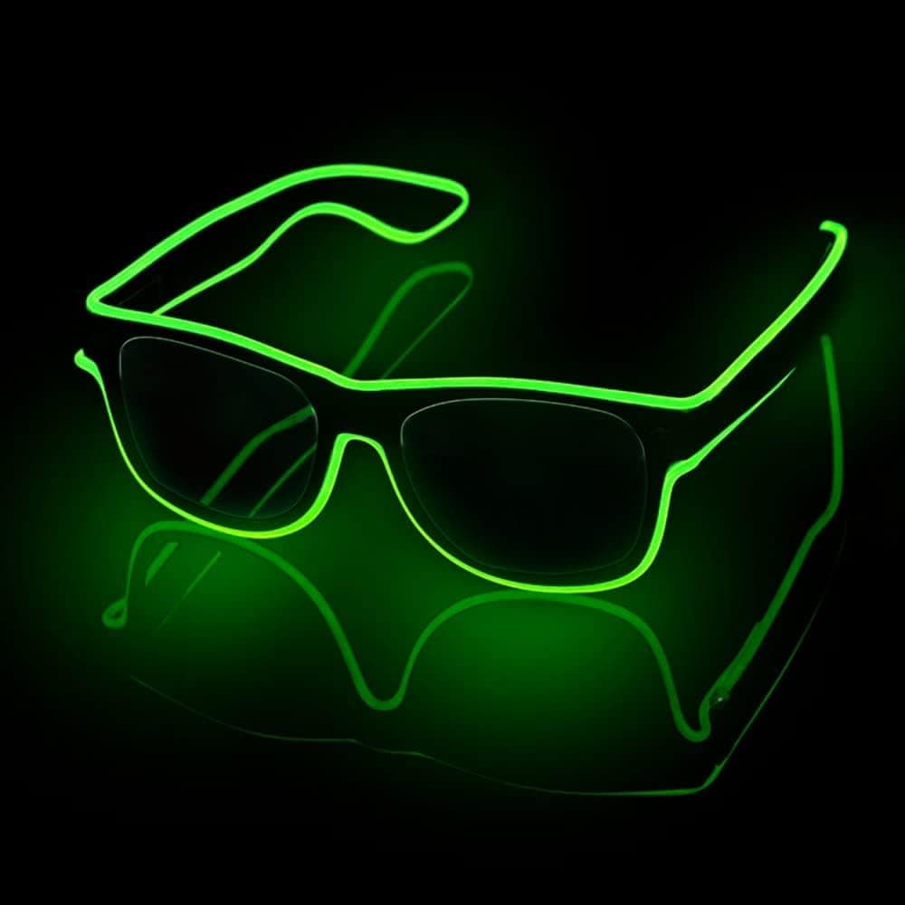 FLYWIND Wireless Led Light up Glasses Neon Rave Glasses Glow in The Dark Sunglasses for Halloween Party EDM (Green)