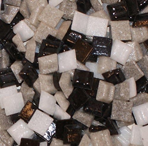 Hakatai Glass Mosaic Tile 3/8” – ½ Pound Black-White-Grey Blend Assortment