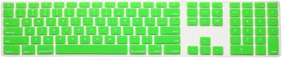 HRH Green Silicone Keyboard Skin Cover for Apple Full Size iMac Wired USB Keyboard with Numeric Keypad A1243( G6 MB110LL/B and MB110LL/A )