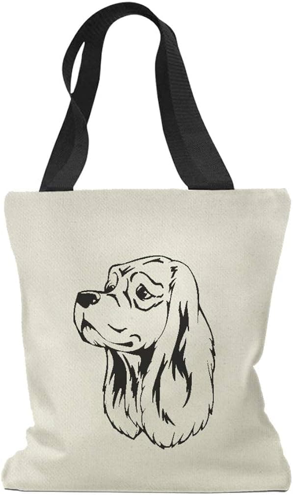Custom Canvas Tote Shopping Bag American Cocker Spaniel Head Black Reusable Beach for Women