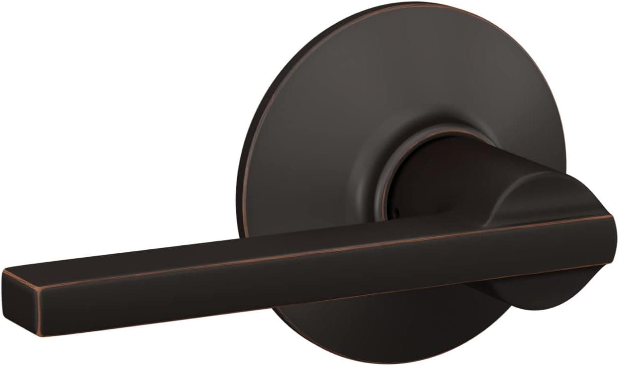 Schlage F10 LAT 716 Latitude Door Lever, Hall & Closet Passage Lock, Aged Bronze