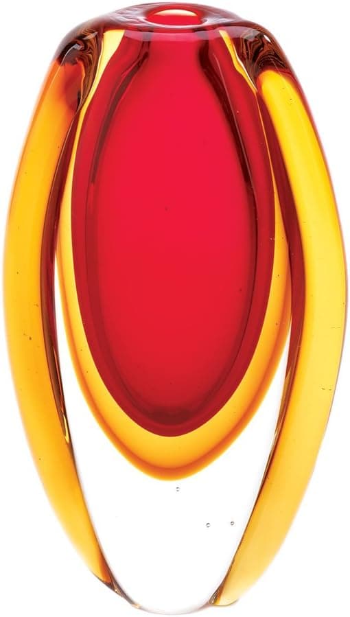 Smart Living Company Sunfire Red and Gold Glass Vase
